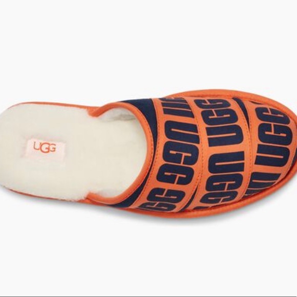 UGG Men's SCUFF GRAPHIC BAND SLIPPERS Color: NAVY/ ORANGE - Picture 5 of 6
